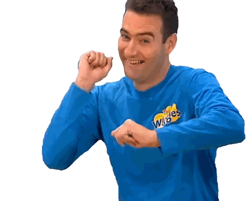 Man in Blue Wiggles Shirt