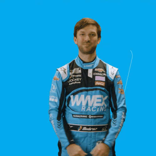 Man In Blue Wwex Racing Jacket GIF