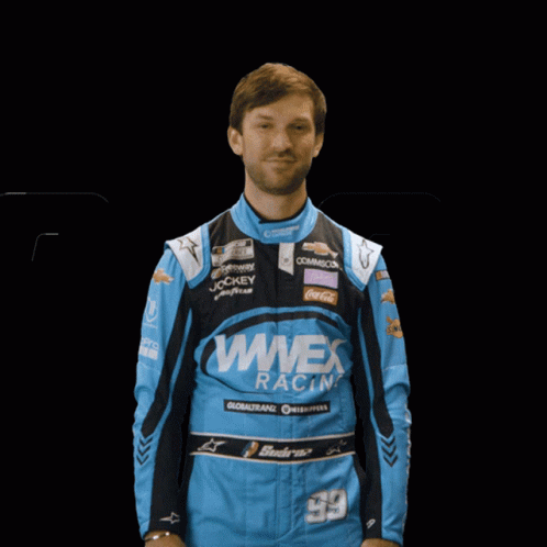 Man in Blue Wwex Racing Jacket Raises Hand