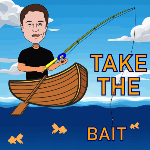 Man In Boat Fishing Says Take The Bait GIF
