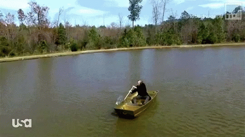 Man In Boat Lake USA GIF