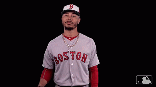 Man In Boston Jersey Pointing Upwards GIF