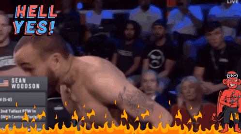 Man in Boxing Ring Saying Hell Yes
