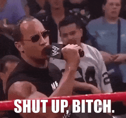 Man in Boxing Ring Saying Shut Up