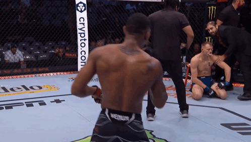Man In Boxing Ring With Crypto.com Banner GIF