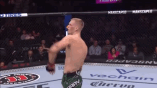 Man In Boxing Ring With Vochain Logo GIF