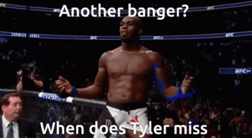 Man in Boxing Ring With Words Another Banger