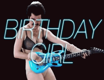 Man in Bra Playing Blue Guitar Birthday Girl