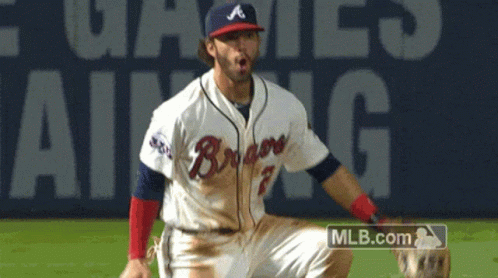Man In Braves Jersey Kneeling GIF