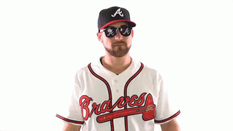 Man In Braves Jersey Pointing GIF