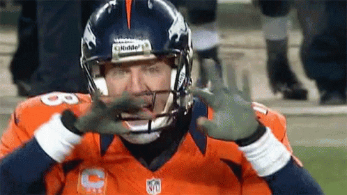 Man in Broncos Helmet Making Funny Face