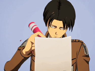 Man In Brown Jacket Holding Eraser Looking At Paper GIF