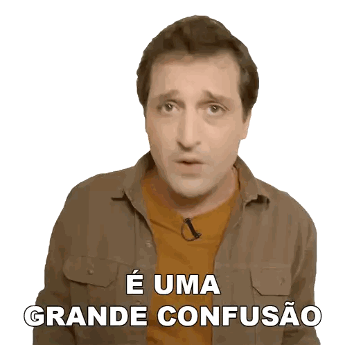 Man in Brown Shirt Saying E Uma Grande Confusao