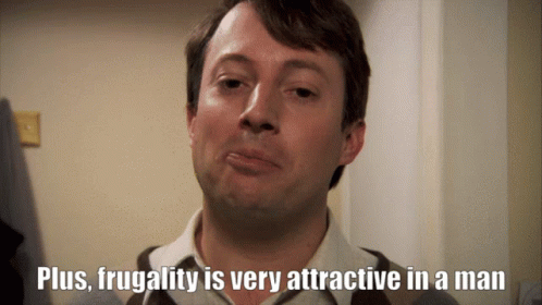 Man In Brown Vest Says Frugality Is Attractive GIF