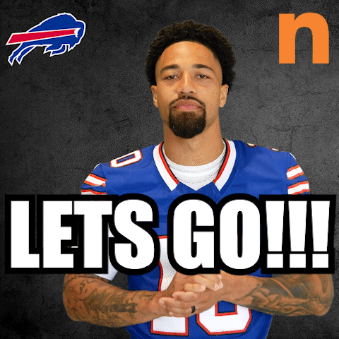 Man In Buffalo Bills Jersey Saying Lets Go GIF