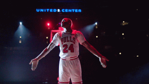 Man in Bulls Jersey in Front of United Center