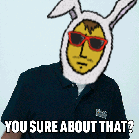 Man In Bunny Mask And Sunglasses Says You Sure About That GIF