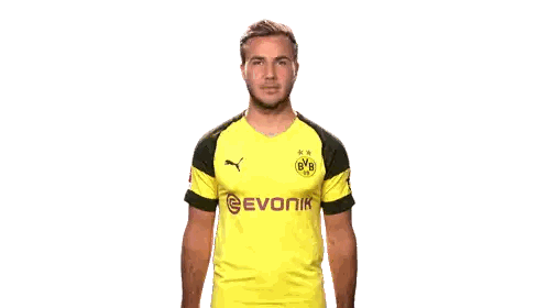 Man in BVB Jersey Front of White