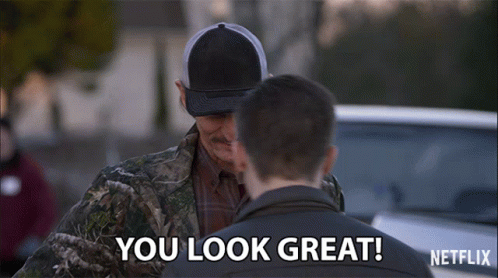 Man in Camo Jacket Saying You Look Great