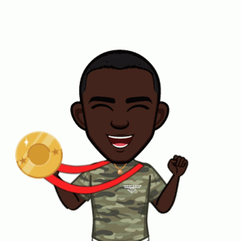 Man In Camo Shirt Holding Medal GIF