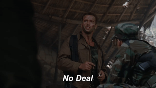 Man in Camouflage Jacket Says No Deal