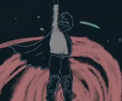 Man In Cape Raising Arms Pink Swirl GIF