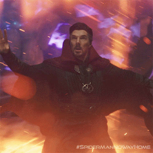 Man In Cape Standing At Fire #Spidermannowwayhome GIF