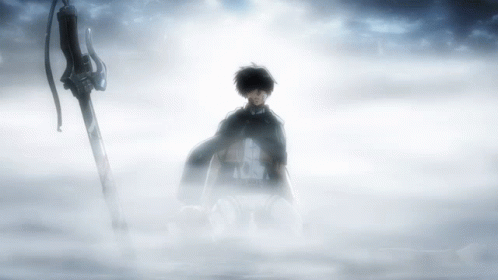 Man In Cape With Sword In Fog GIF