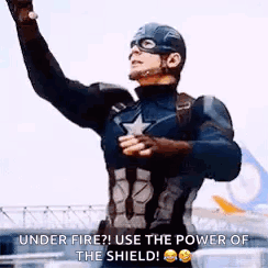 Man In Captain America Costume Arms Outstretched GIF