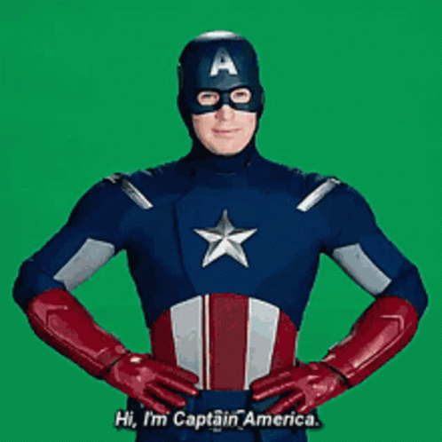 Man In Captain America Costume Saying Hi GIF