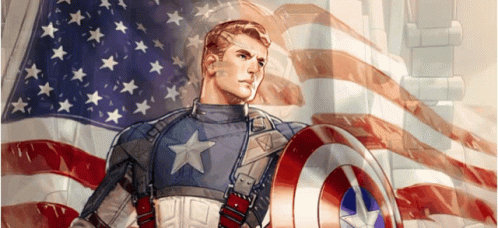 Man In Captain America Costume With Shield And Flag GIF