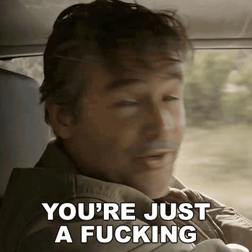 Man In Car Eyes Closed Says You're Just A Fucking GIF