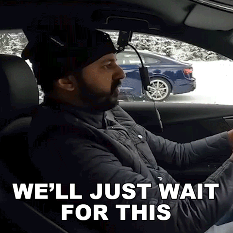 Man in Car Saying We'll Just Wait For This