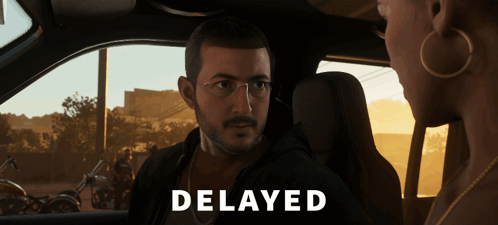 Man in Car Talking to Woman With Delayed Above