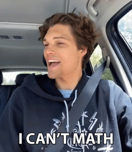 Man in Car with I Can't Math Shirt