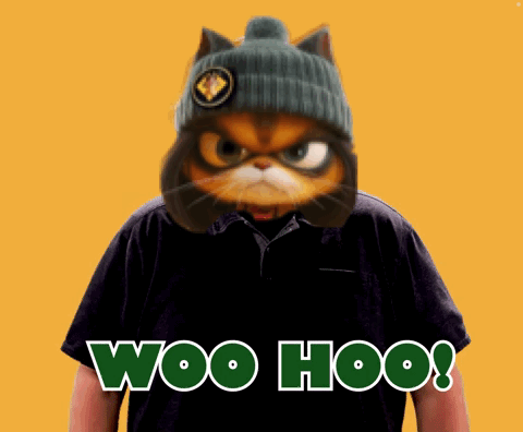 Man in Cat Hat and Woo Hoo Shirt