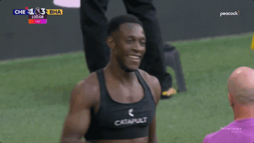 Man In Catapult Sports Bra Smiling Talking GIF