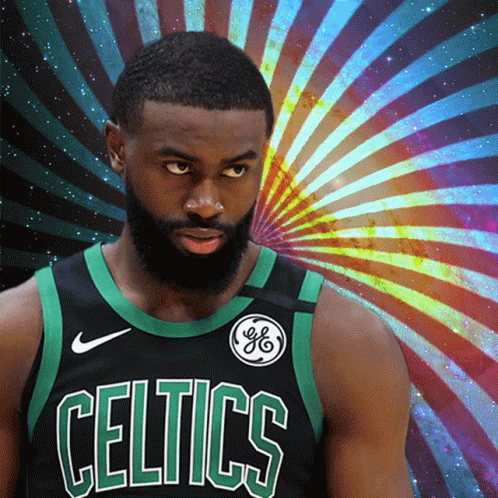 Man in Celtics Jersey Psychedelic Background