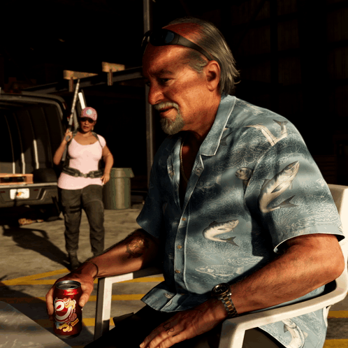 Man in Chair With Dr Pepper Can