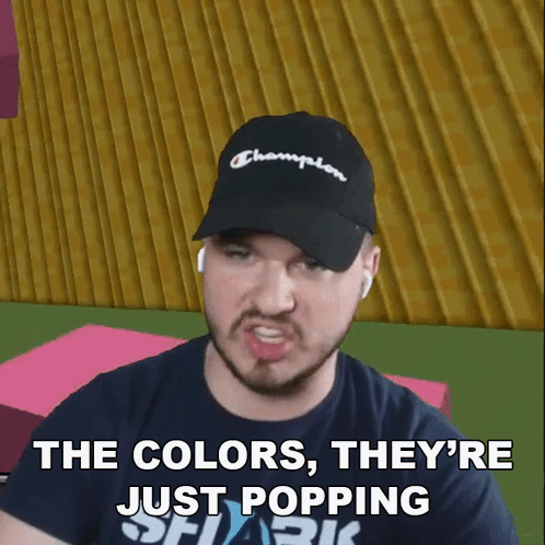 Man In Champion Hat Says Colors Popping GIF