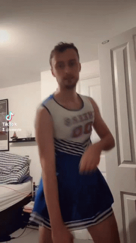 Man In Cheerleader Outfit Dancing GIF