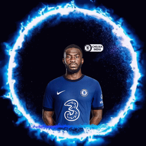 Man In Chelsea India Jersey Surrounded By Fire GIF
