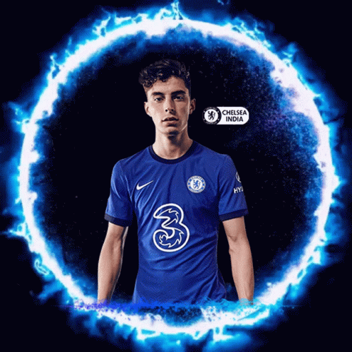 Man In Chelsea India Jersey Surrounded By Fire GIF