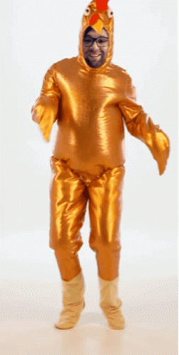 Man in Chicken Costume With Man Face