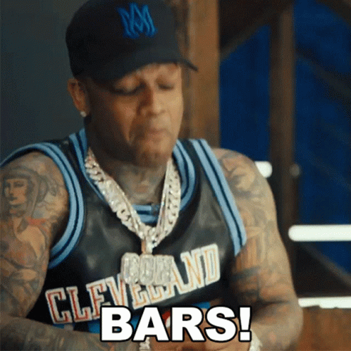 Man In Cleveland Jersey Saying Bars GIF