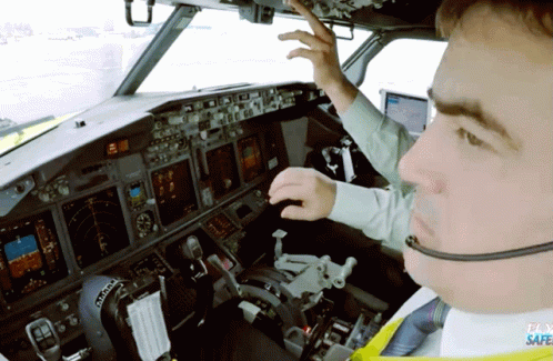 Man In Cockpit Fly Safe GIF