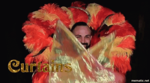 Man In Colorful Feathered Costume GIF