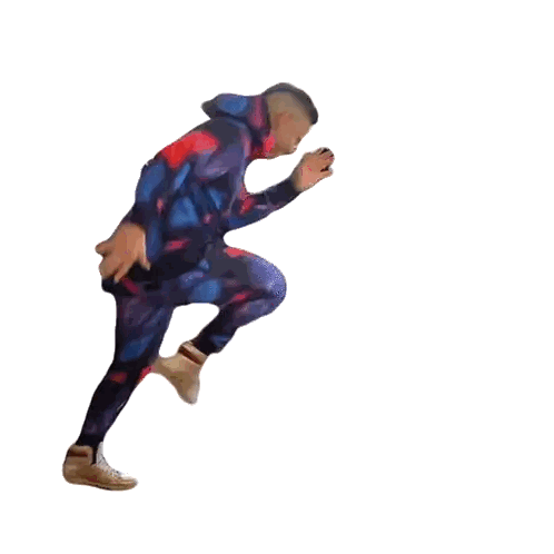 Man in Colorful Jumpsuit Jumping