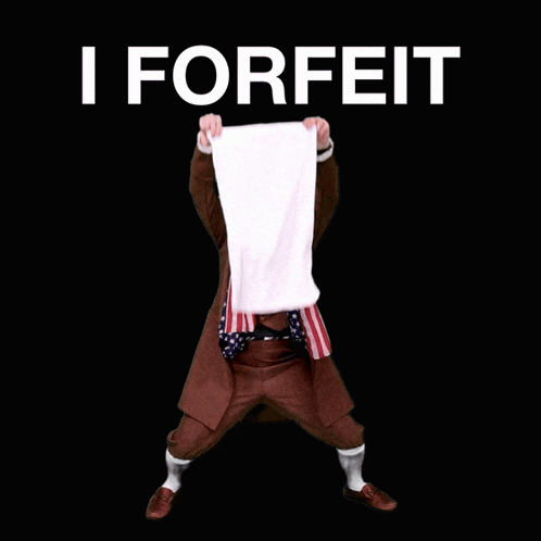 Man in Costume Holding I Forfeit Shirt