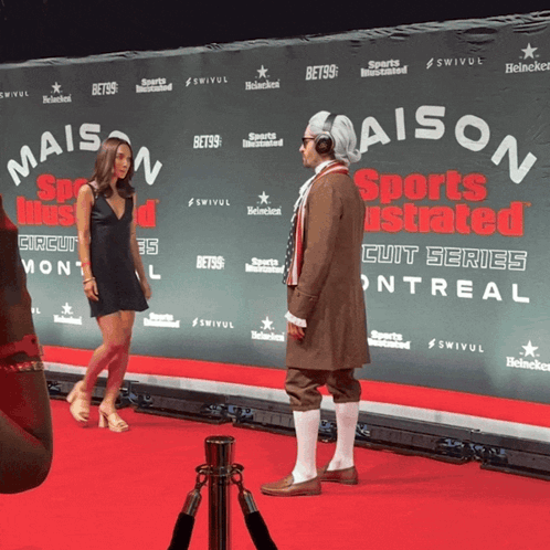 Man in Costume on Red Carpet at Maison Sports Illustrated